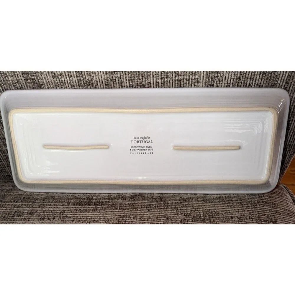 Pottery Barn Gabriella Stoneware Rectangle Serving Platter  White 15